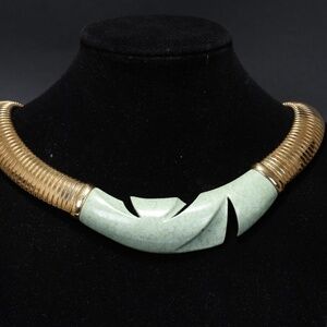 Vintage 80s Trifari Gold Enamel Chucky Choker Necklace